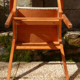 Pair of Bridge skai and wood chairs years 70's