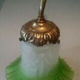 Wall light lamp tulip pressed glass molded 1900 Art Nouveau gradient green