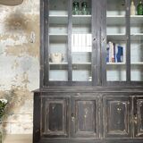 Display cabinet in patinated wood
