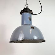 Industrial Grey Enamel Bauhaus Pendant Lamp, 1930s