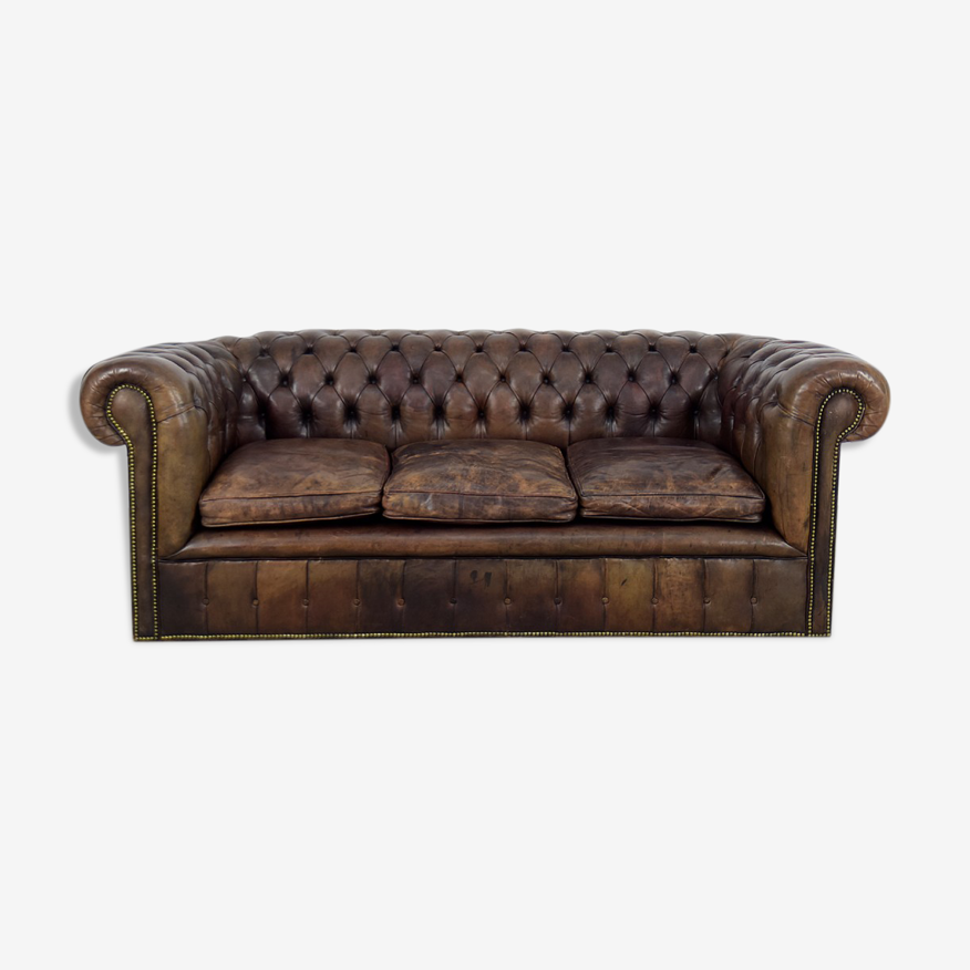 Antique Brown Leather Chesterfield Sofa