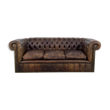 Antique brown leather chesterfield sofa, 1920s