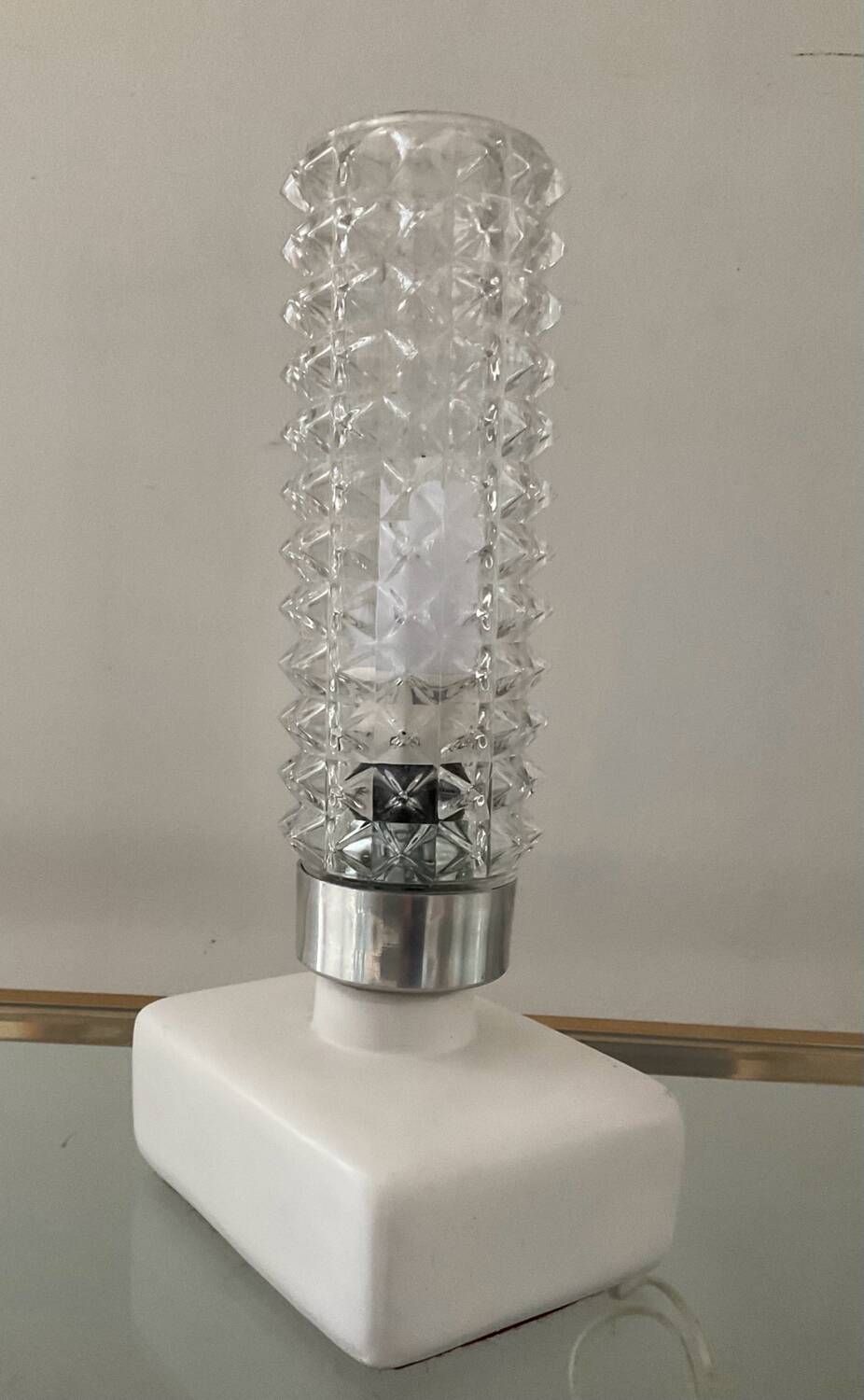 Vintage ceramic and glass lamp from the 70s