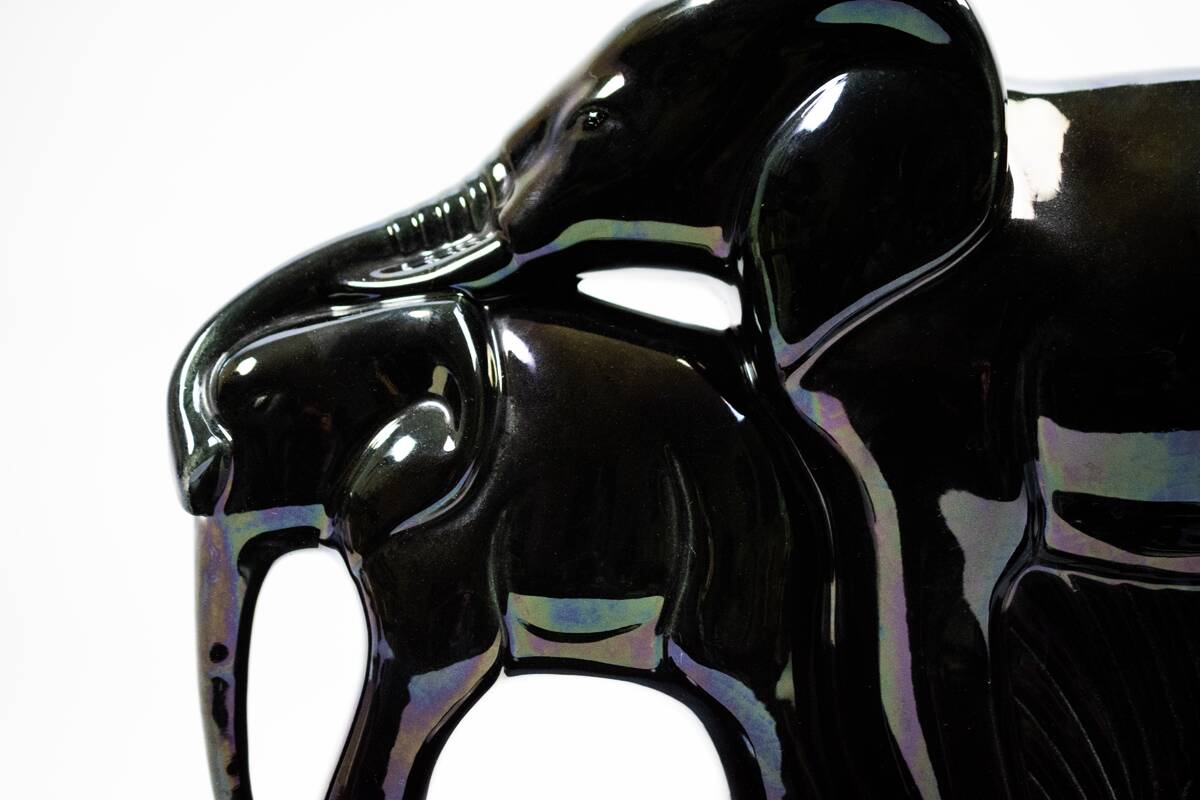 Charles lemanceau, saint-clément earthenware factory - elephant and baby elephant