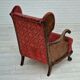 Fauteuil danois en bois de frêne et velour années 1930