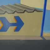 Modernist painting seen from Antibes Trident beach 70s Paliero Klingue