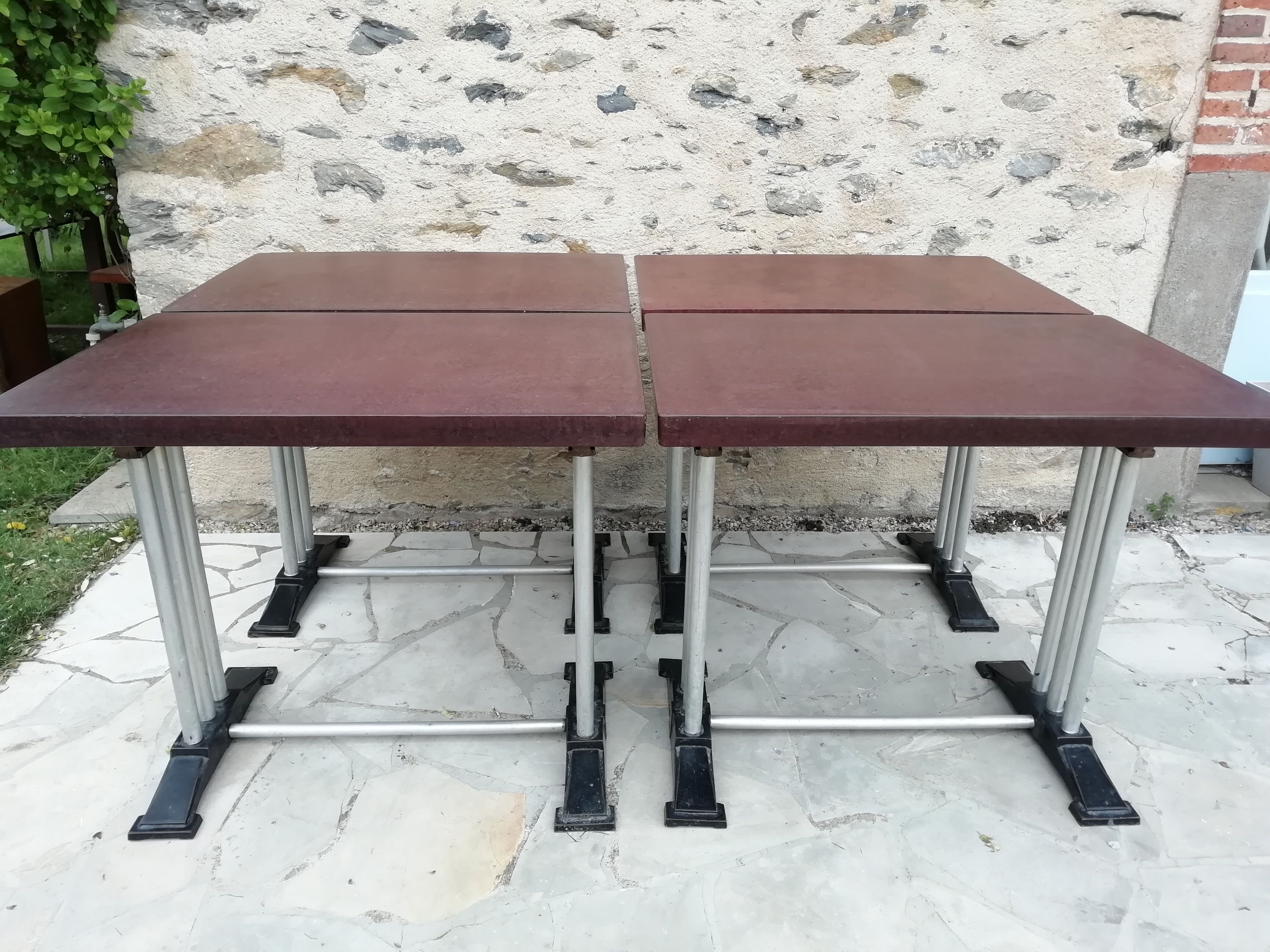 Lot of 4 tables bistro "Lelong"