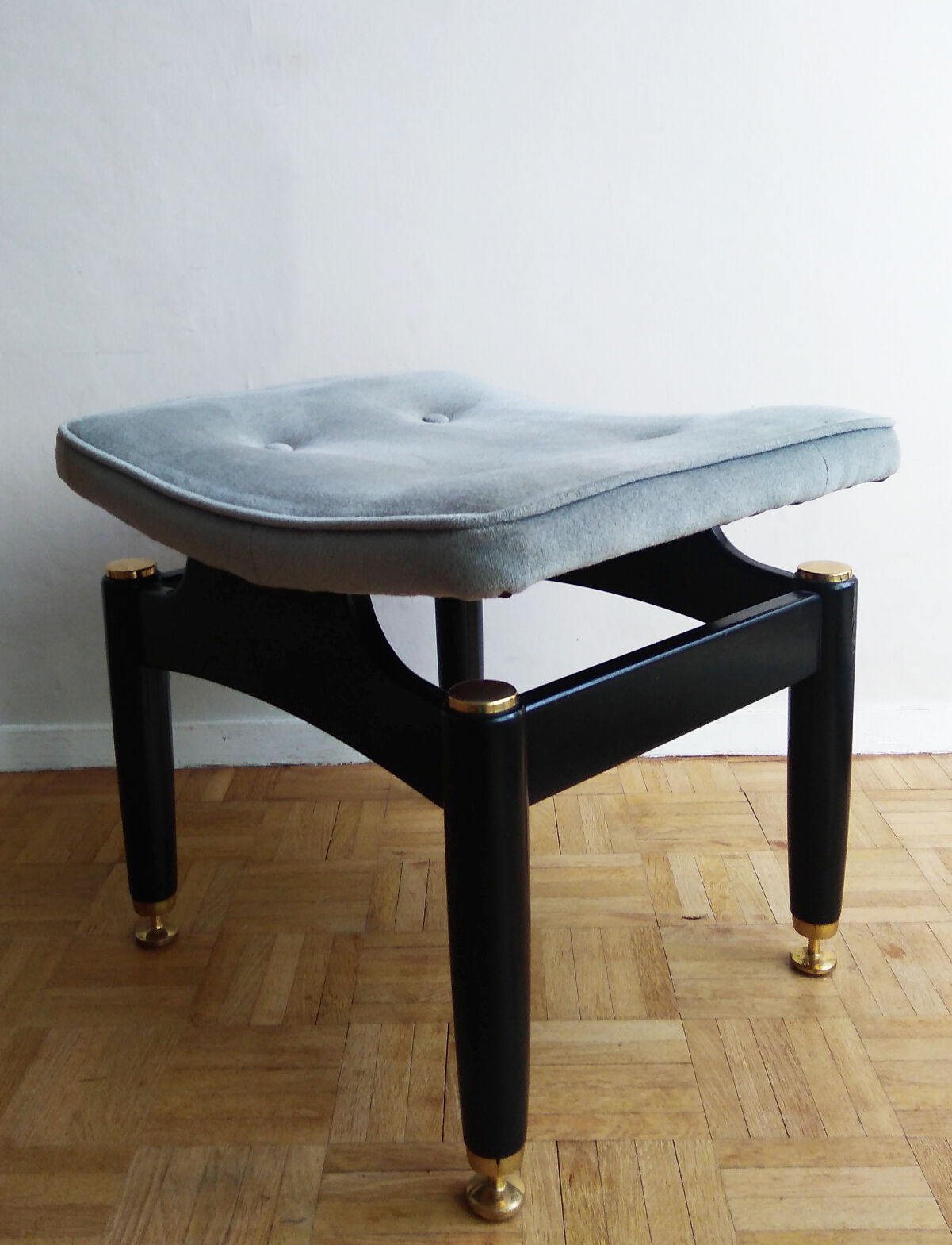 Tabouret velours bleu E Gomme G Plan 1950/60