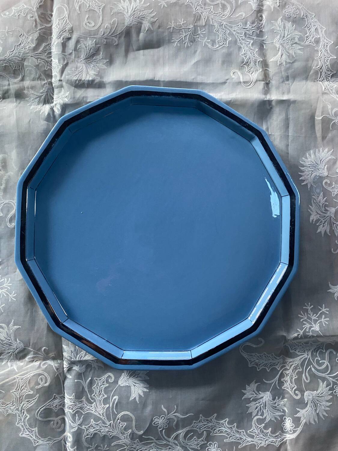 Art Deco Longwy plate in antique earthenware