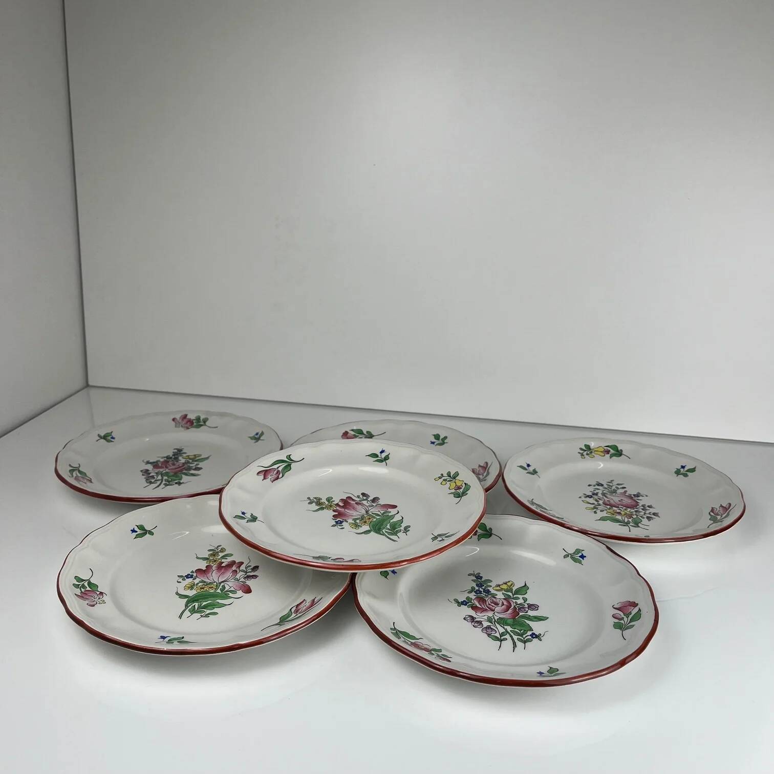 6 dessert plates KG Luneville, model Réverbère