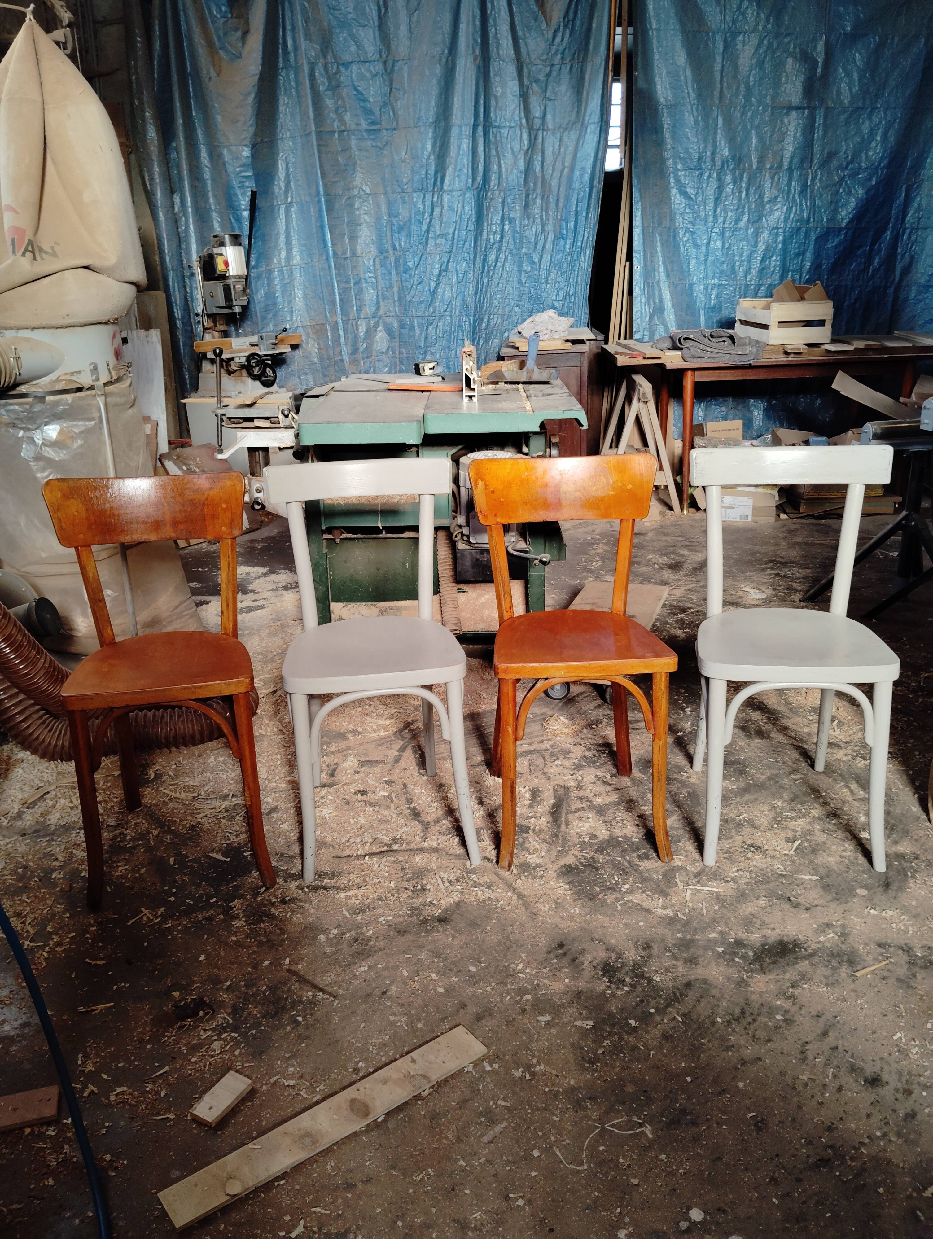 4 mismatched bistro chairs