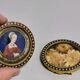 Pair of old Frames Photos / miniature portraits. Cloisonné enamels