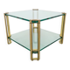 T24 Coffee Table in Brass with Double Glass Tops by Peter Ghyczy, 1970s