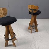 Set of 4 vintage brutalist bar stools, 1960s
