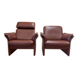 Pair of "Erpo" designer leather armchairs