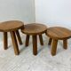 Tables d’appoint vintage brutalistes en chêne années 1960, ensemble de 3