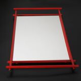 Plateau de service moderne des années 1960 en métal rouge avec cadre en miroir