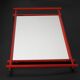 Plateau de service moderne des années 1960 en métal rouge avec cadre en miroir