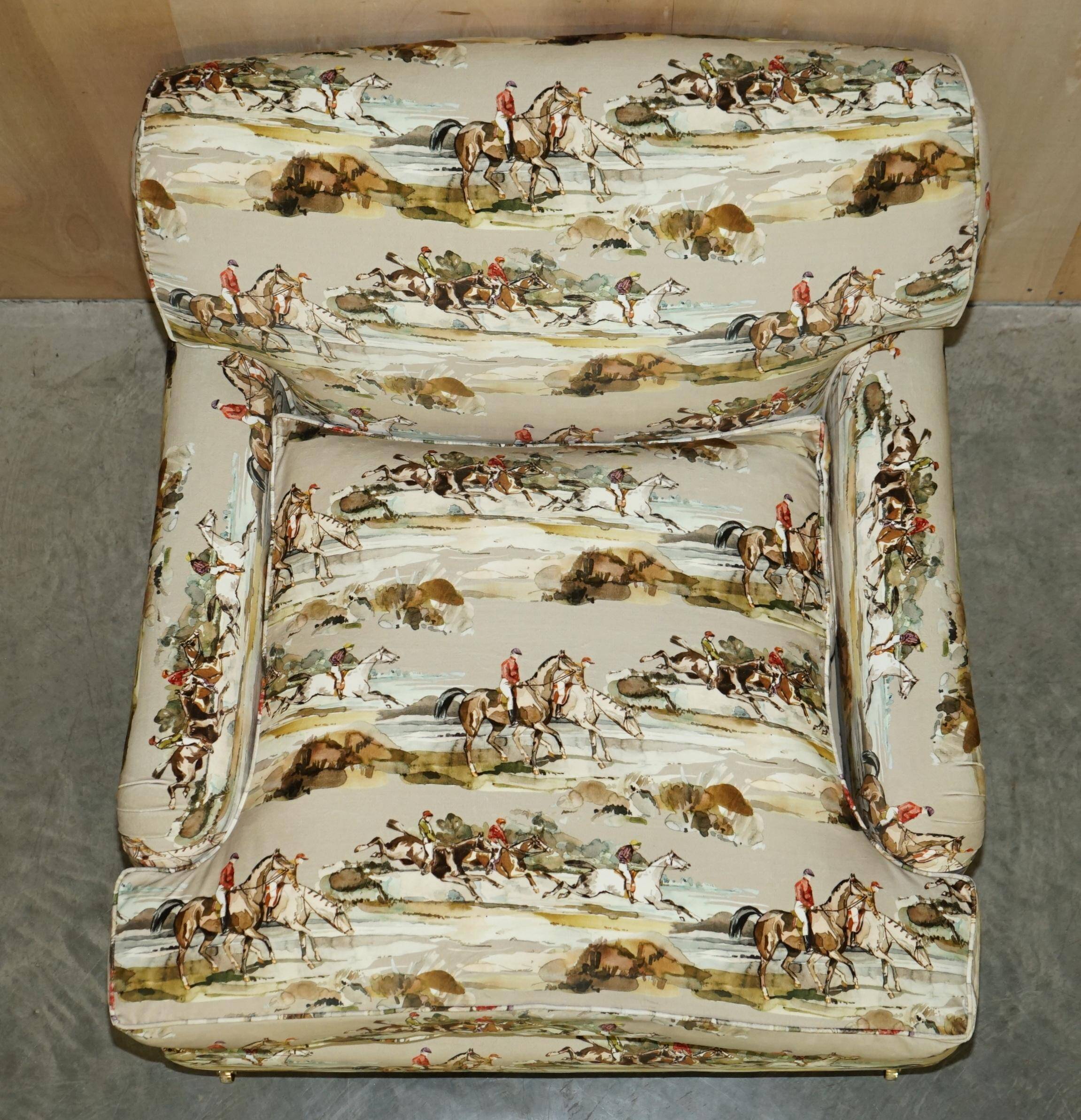 Pair of Custom Love Seat Howard Armchairs Mulberry Morning Gallop Velvet