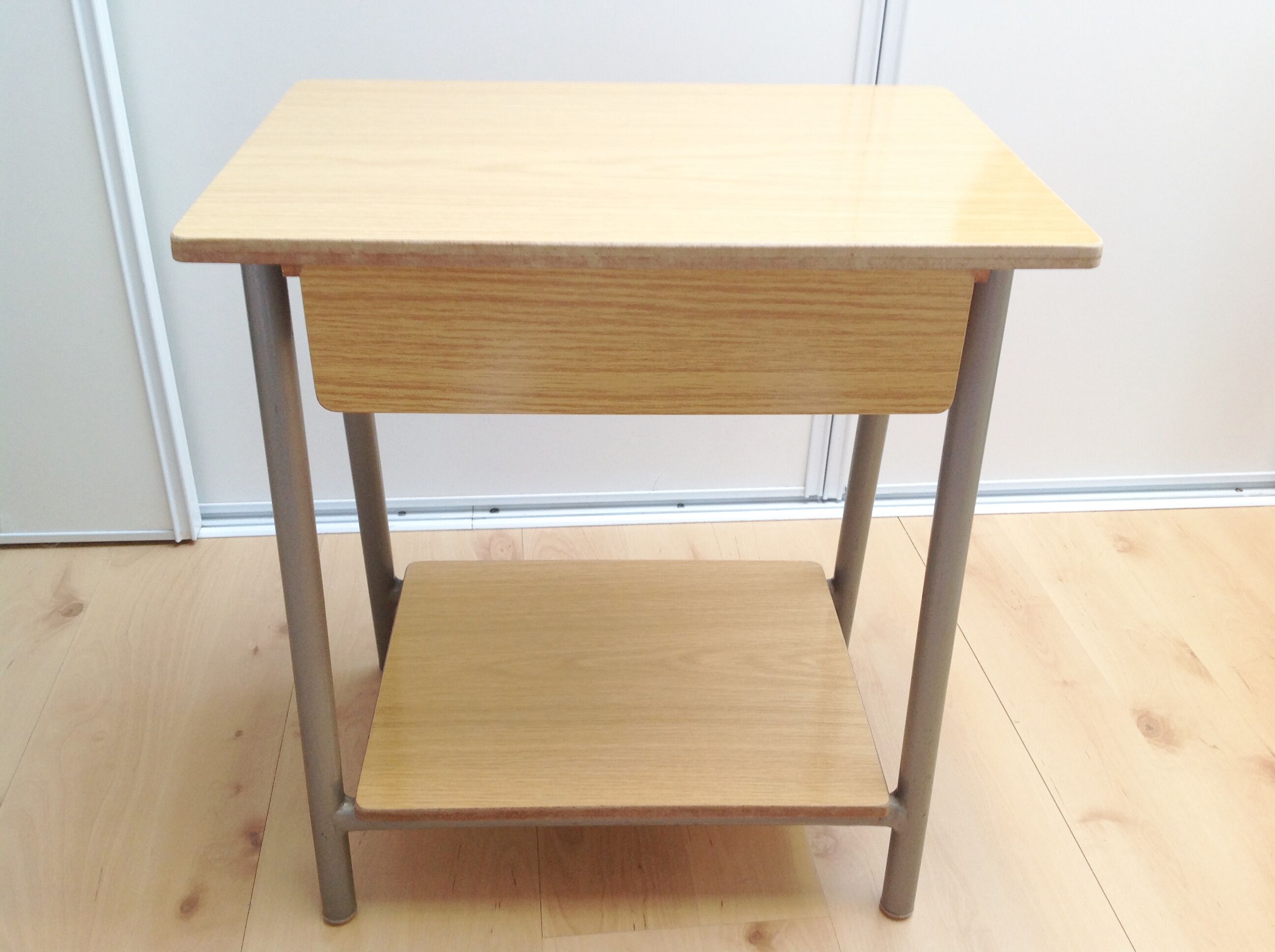 Bedside table in formica imitation wood / vintage 60s-70s