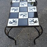 Table basse céramique émaillé  et fer forgé