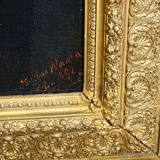 Old oil painting, portrait of a folkloric Austrian man, Vienna 1892.