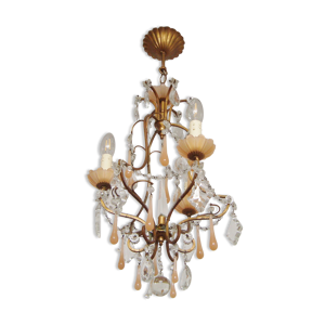 Lustre opaline rose vintage avec