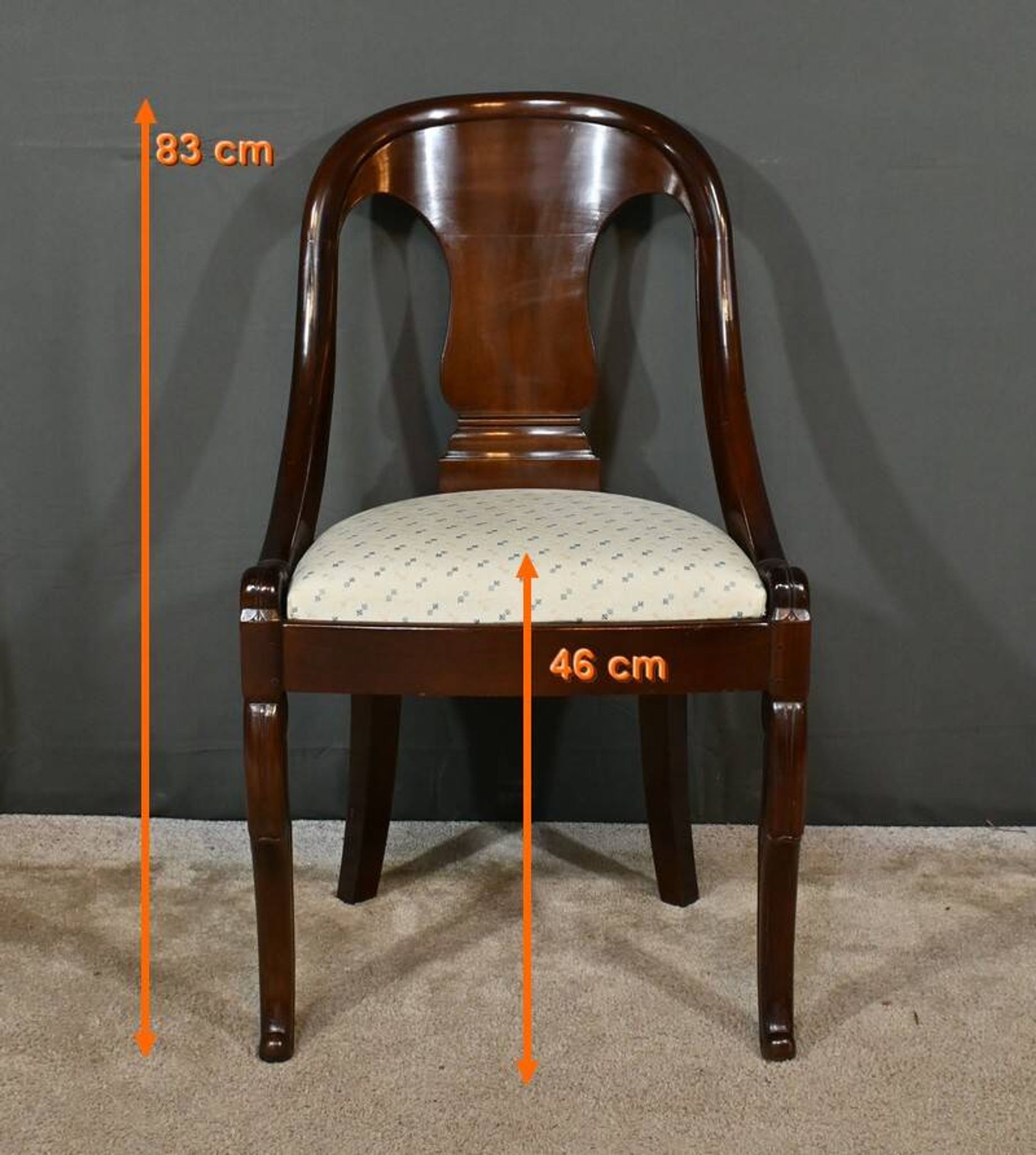 Set of 4 Gondola Chairs in Mahogany, Restoration period – Part 1, 19th century