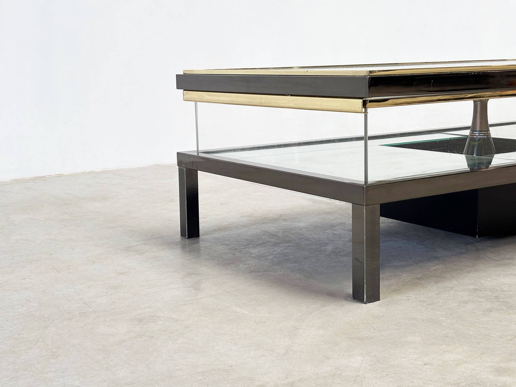 Rare Maison Jansen (attr.) sliding coffee table with bottle holder