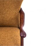 Yellow vintage armchair in bouclé fabric, Denmark, 1960s. After restoration.