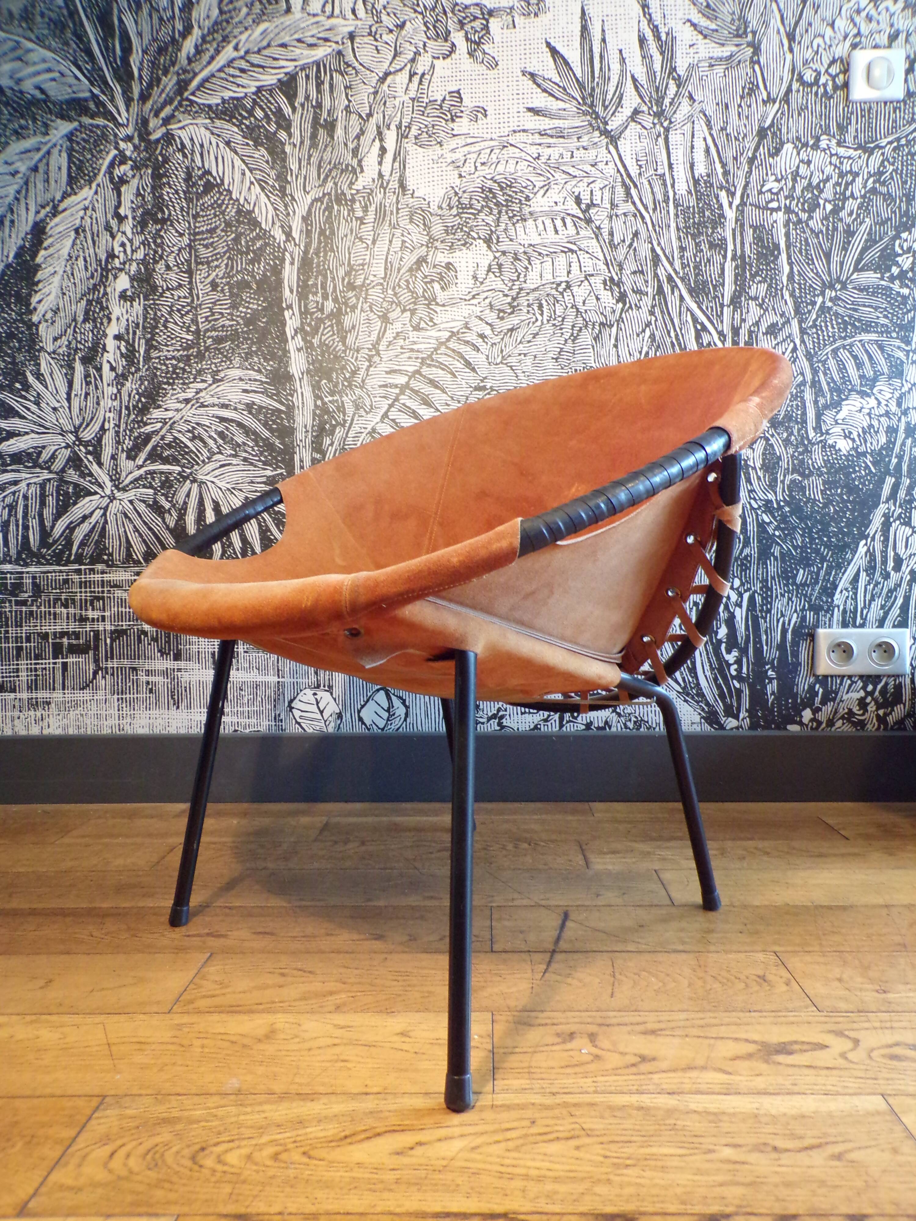 Suede circle armchair by Lusch & Co