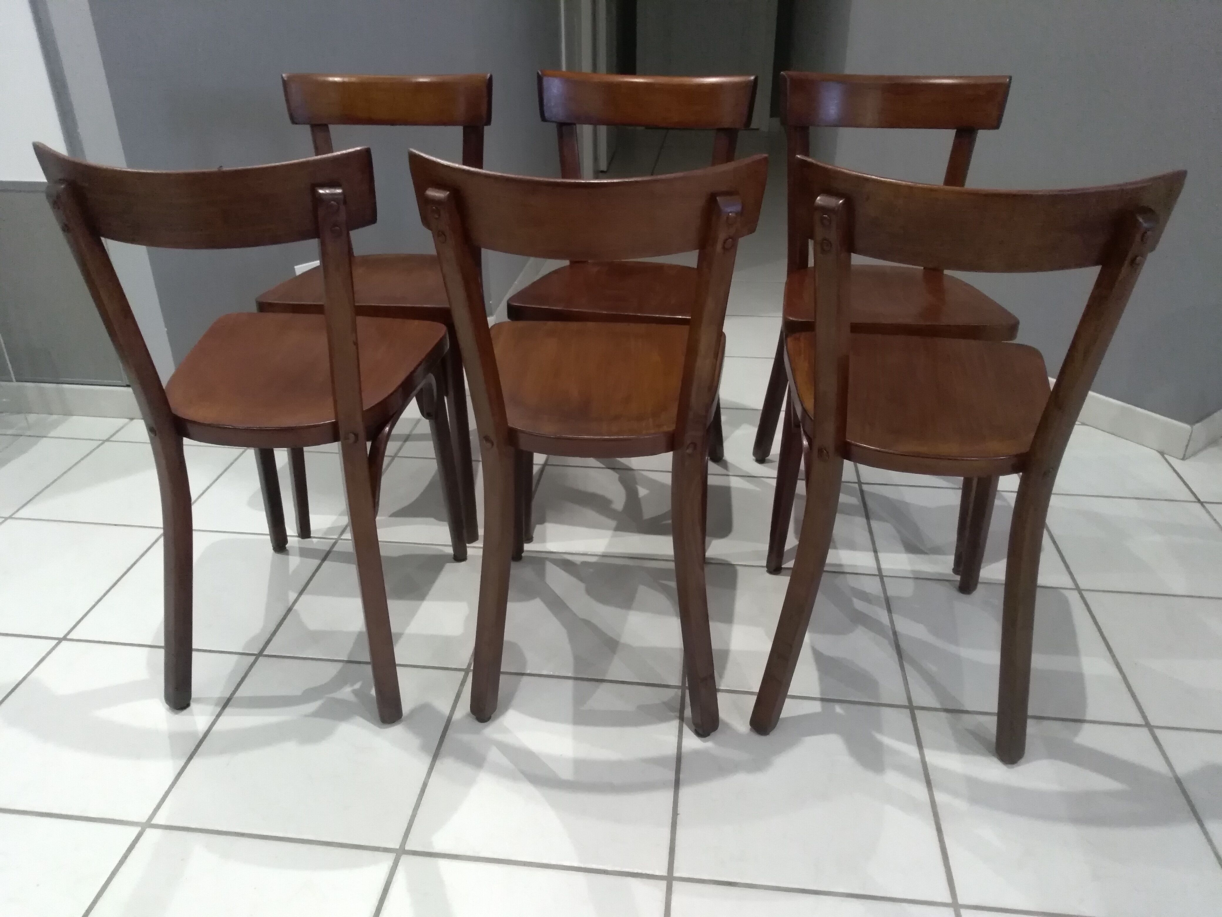 Suite de 6 chaises de bistrot Baumann vintage 1968