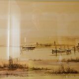 Watercolor signed gaston belmon