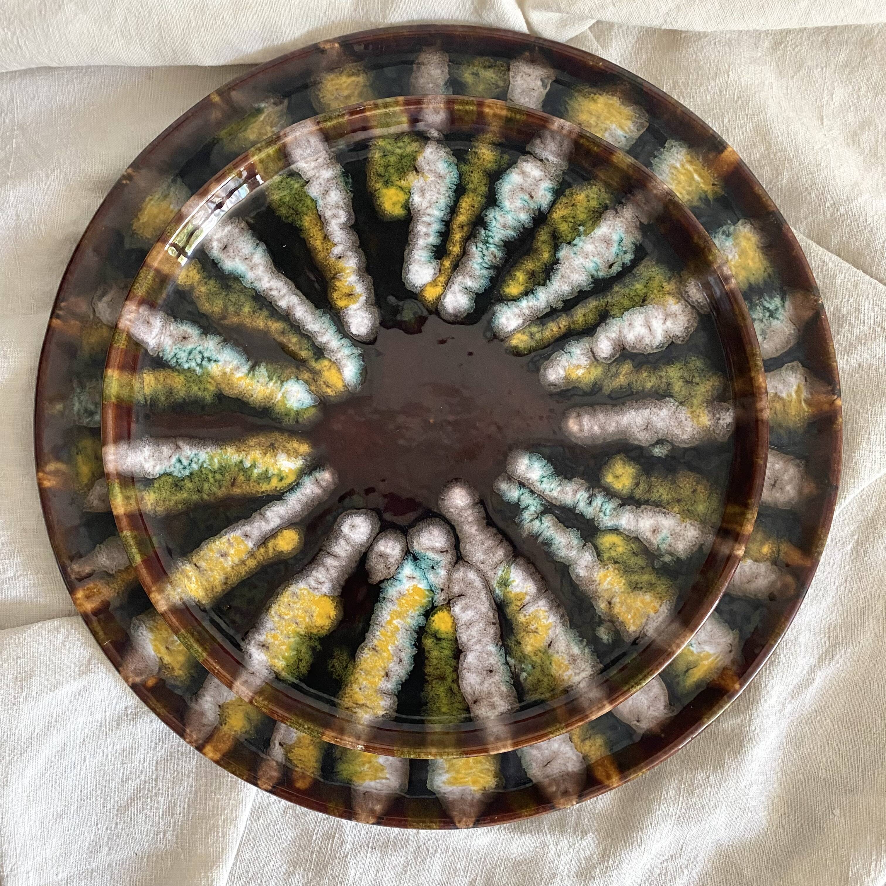 Vintage round dishes from the Saint Jean de Bretagne earthenware factory