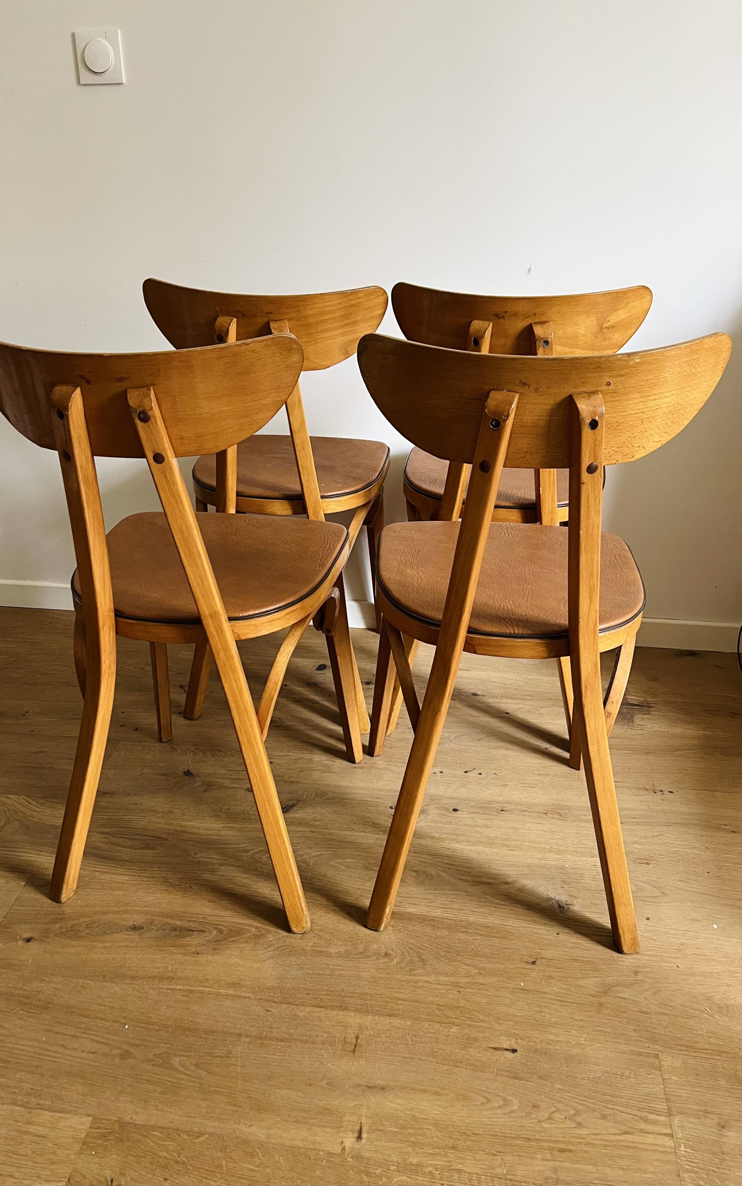 4 chaises « Banane » estampillées Luterma