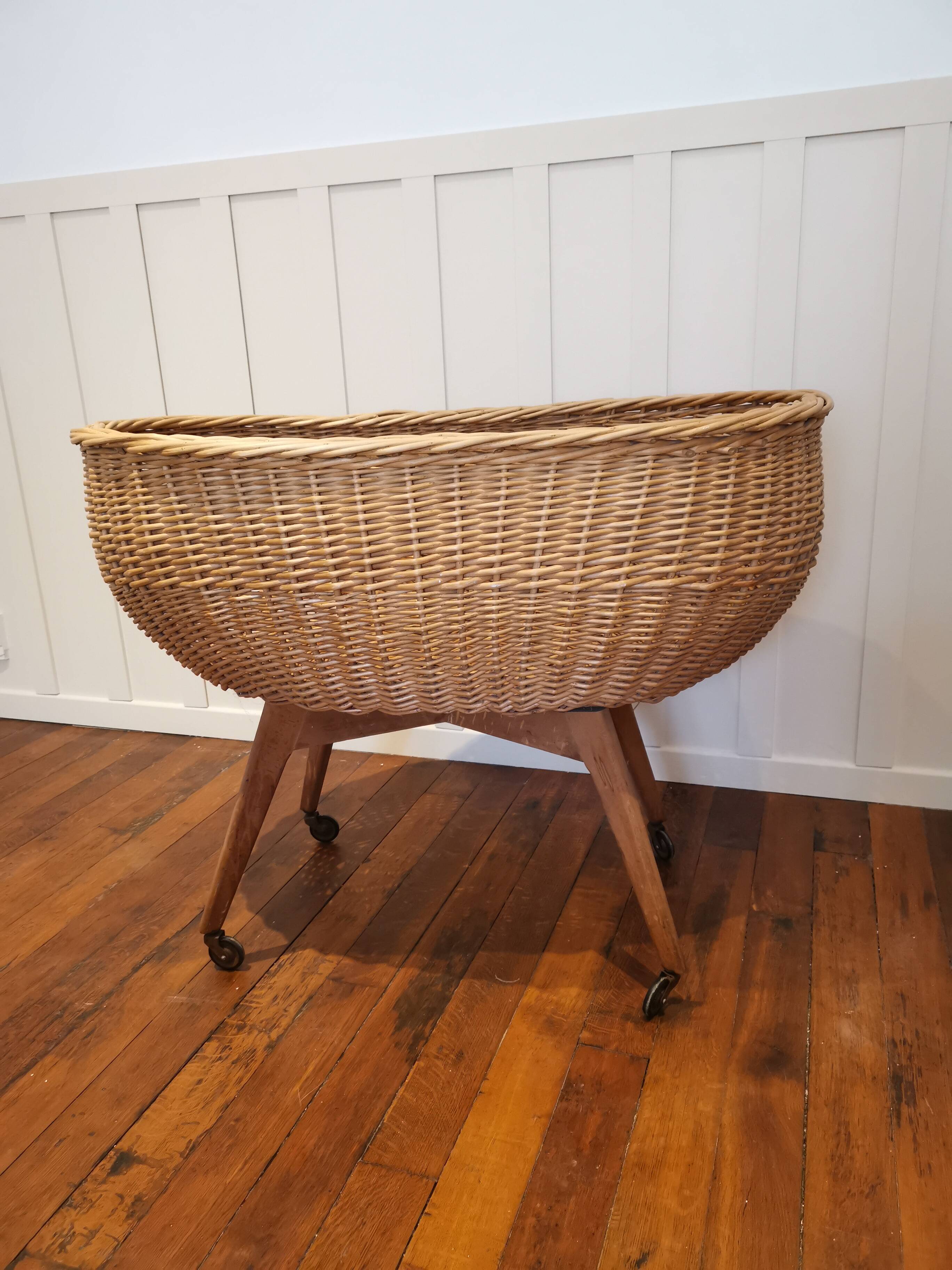 Vintage wicker cradle