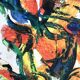 Composition abstraite orange et verte, gouache sur papier, 1989
