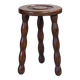 Tabouret tripode en bois tourné dans le goût de Charles Dudouyt, 1950