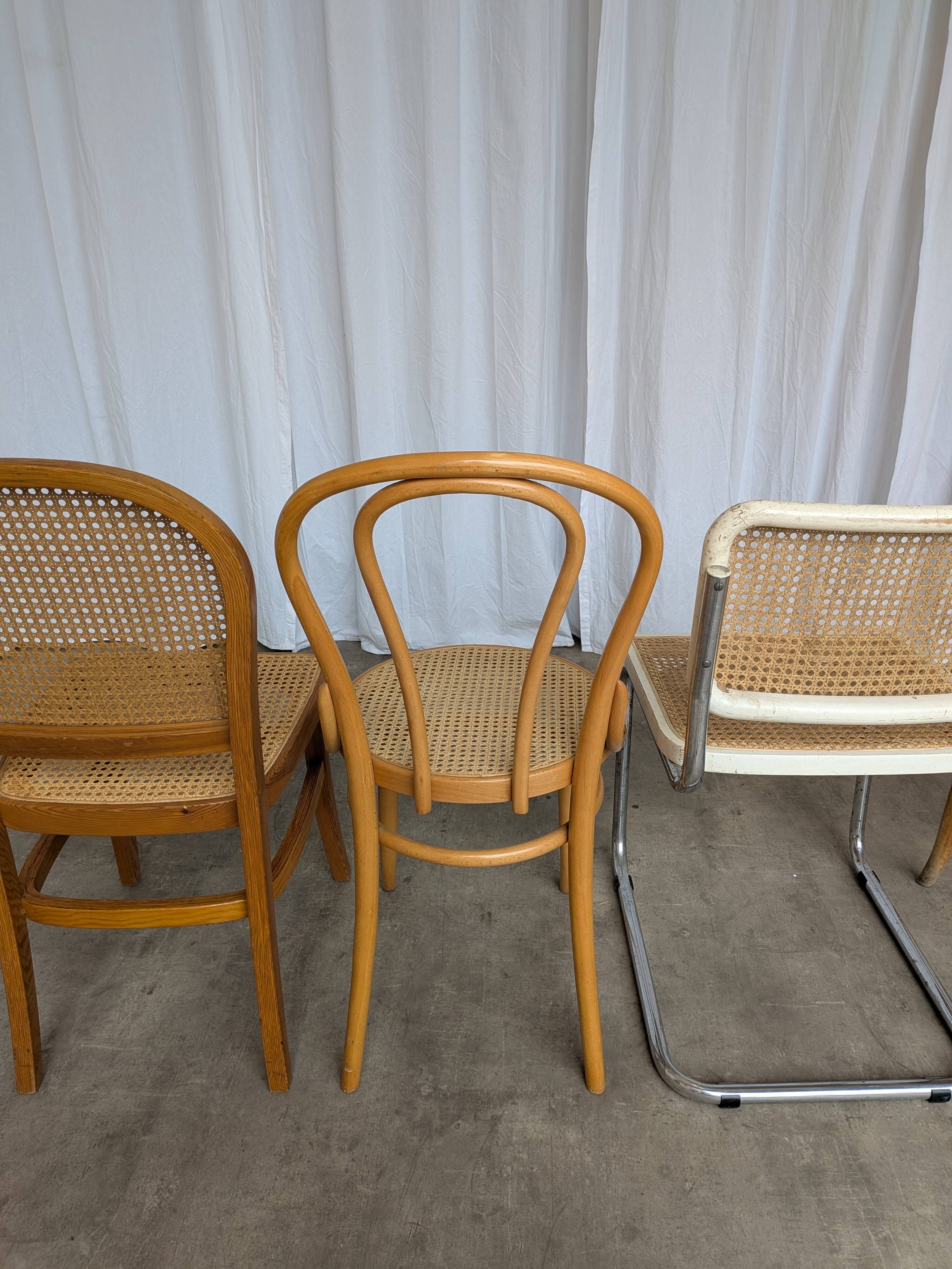 Set of 4 Mix & Match Dining Chairs with Cane Seat / Mid-Century Dining Furn