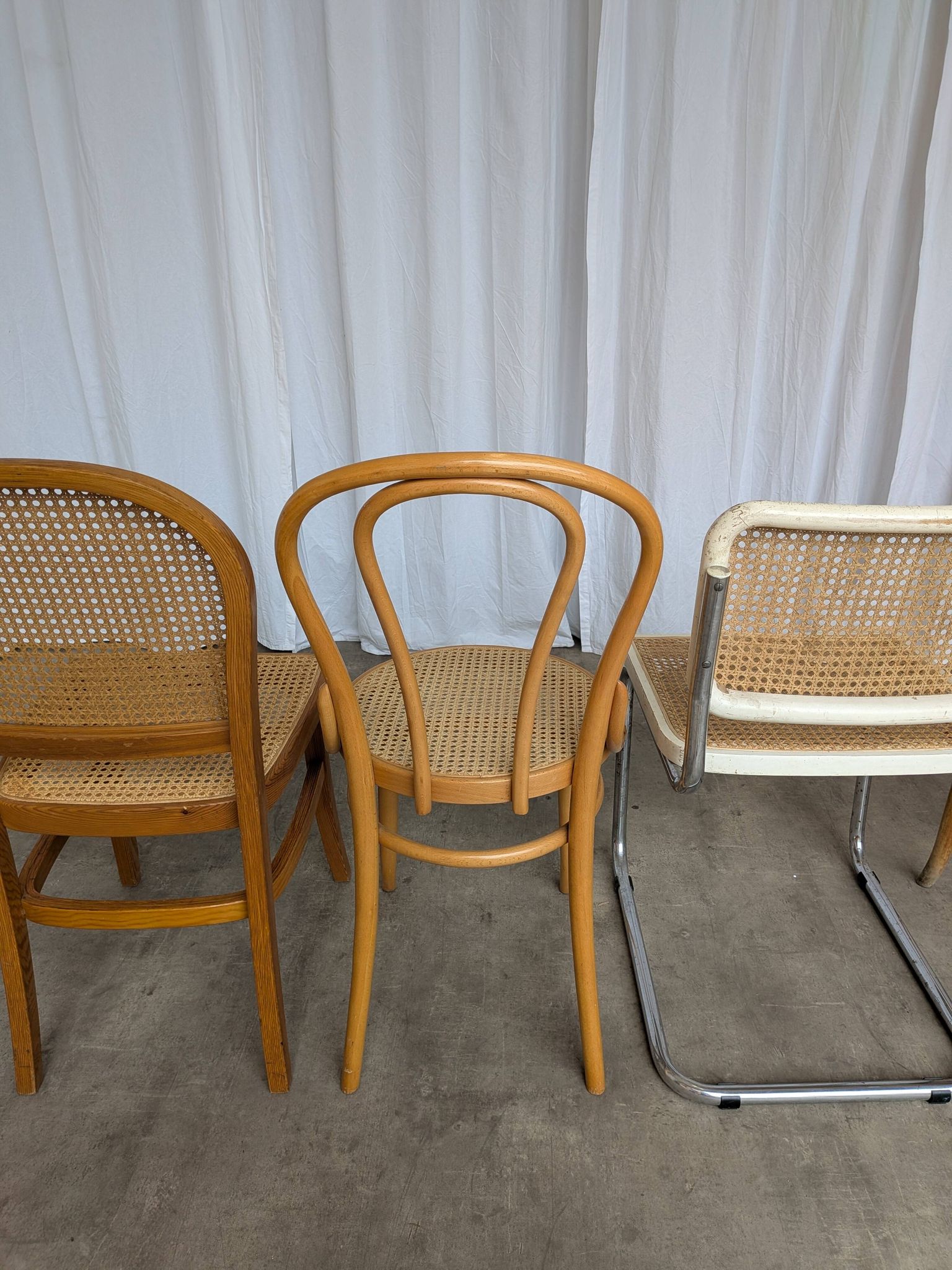 Set of 4 Mix & Match Dining Chairs with Cane Seat / Mid-Century Dining Furn