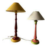 Vintage turned wooden rustic lamps