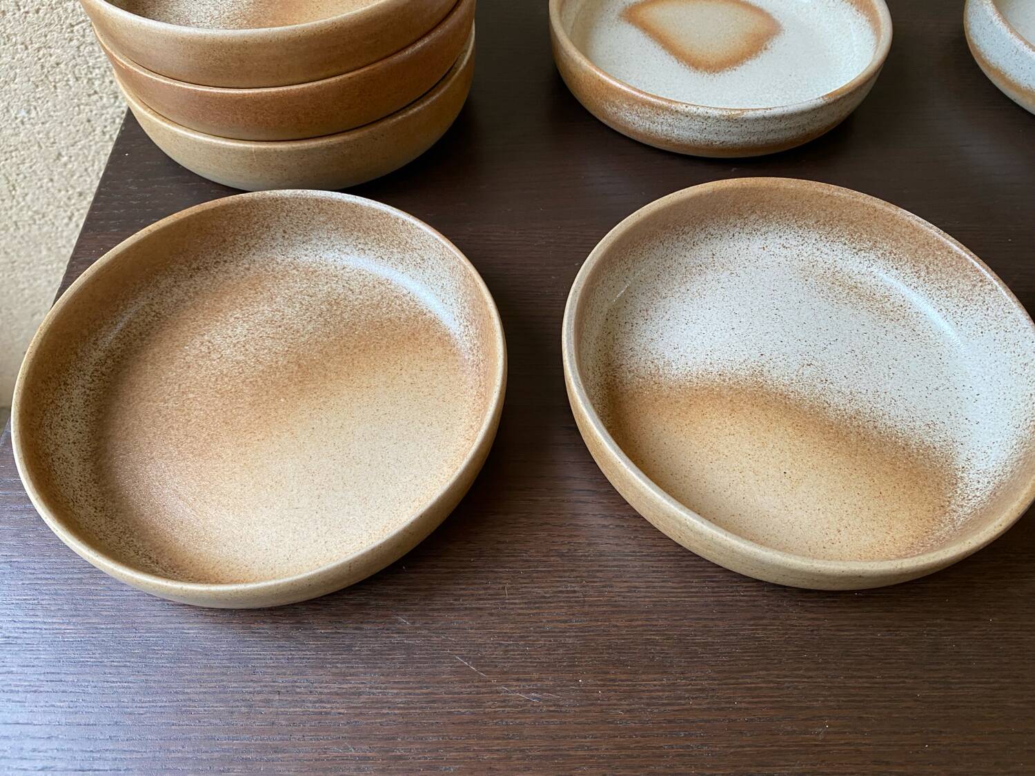 Serving dessert plates Grès France vintage 80s