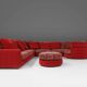 Modular Sofa in Red and Patterned Upholstery by Roche Bobois, France 1980s