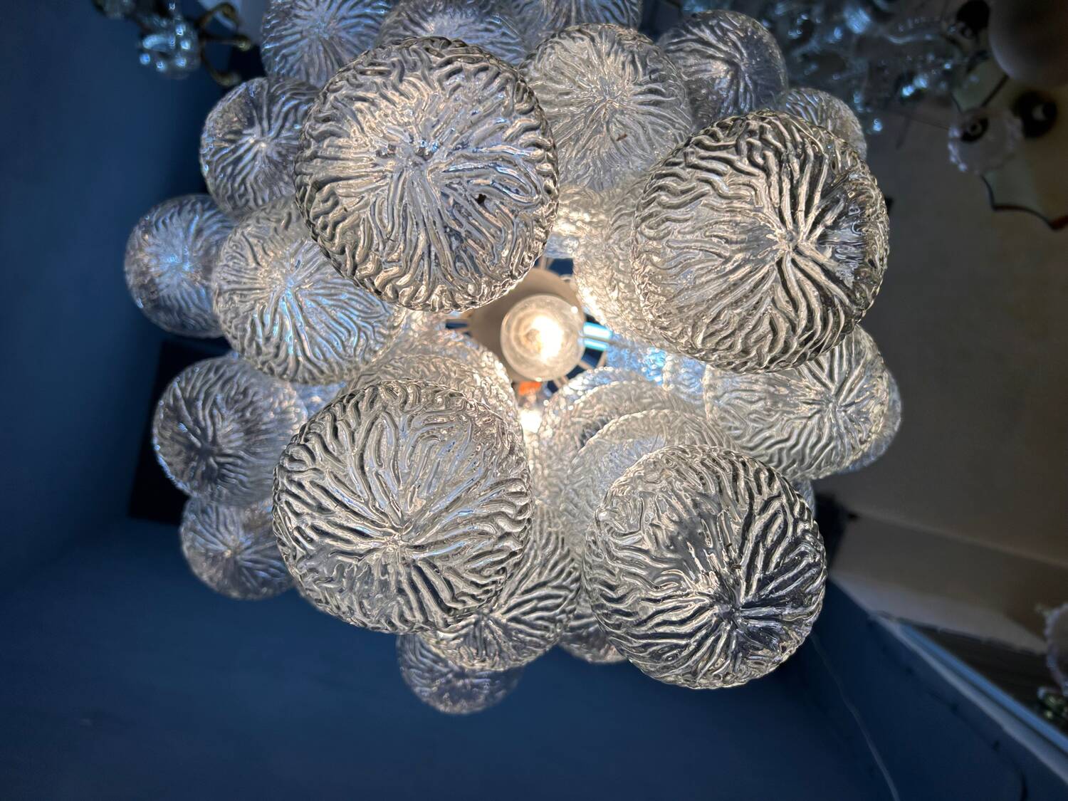 Lustre en verre de Murano à bulles, années 1980, Italie