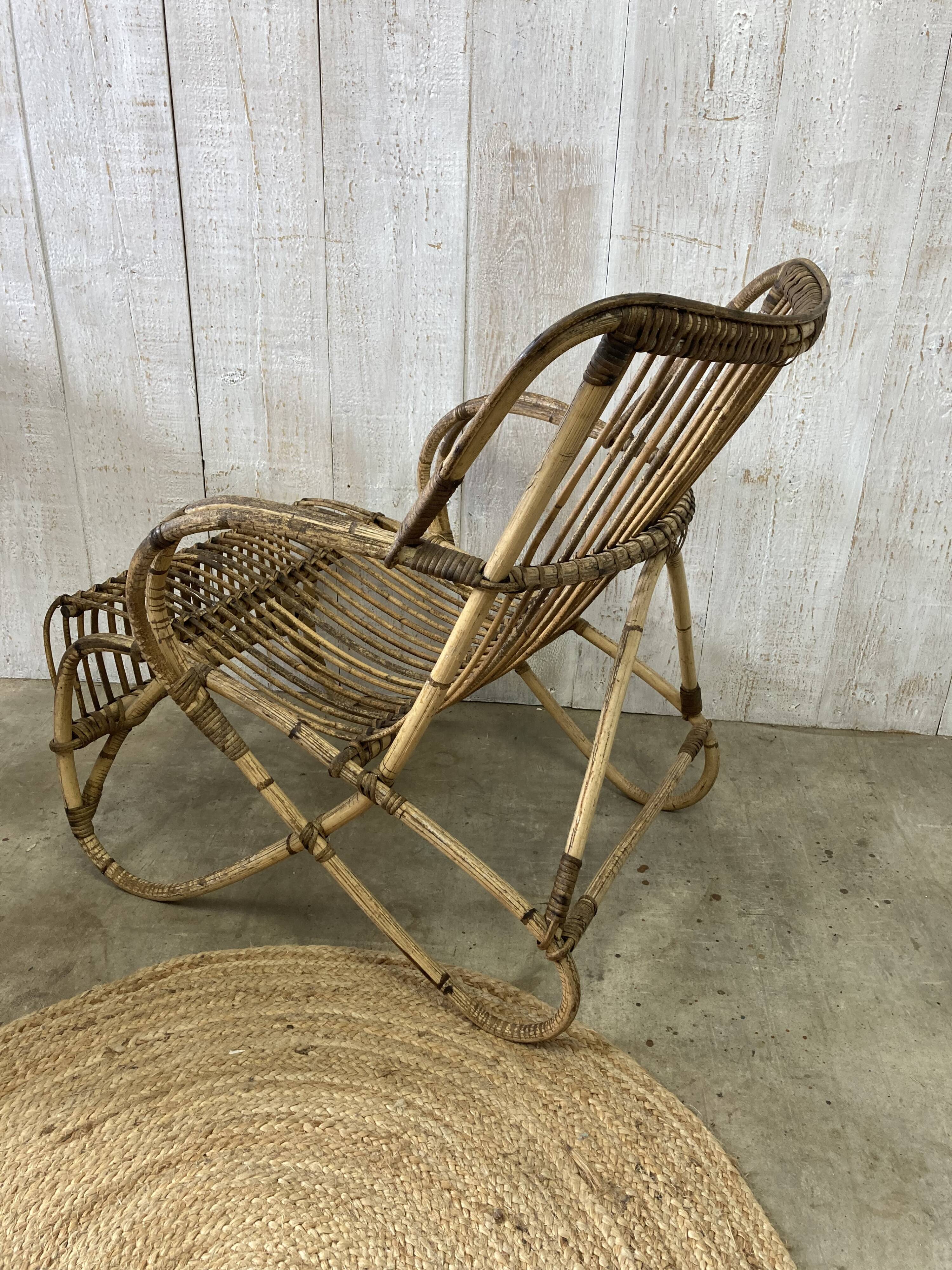 Pair of vintage rattan armchairs
