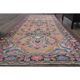 1970s Vintage Turkish Oushak Handmade Wool Cotton Pink Runner Rug 103x302