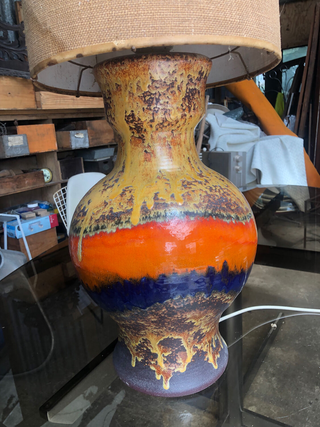 Lampe de sol céramique 1950 vintage