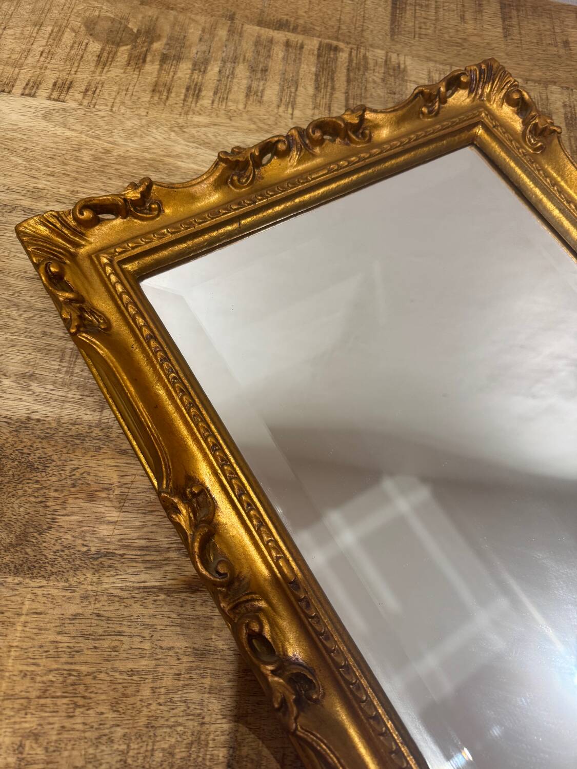 Beveled gold mirror