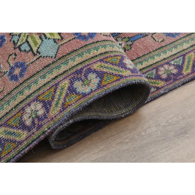 1970s Vintage Persian Handmade Wool Pink Area Rug  283x392
