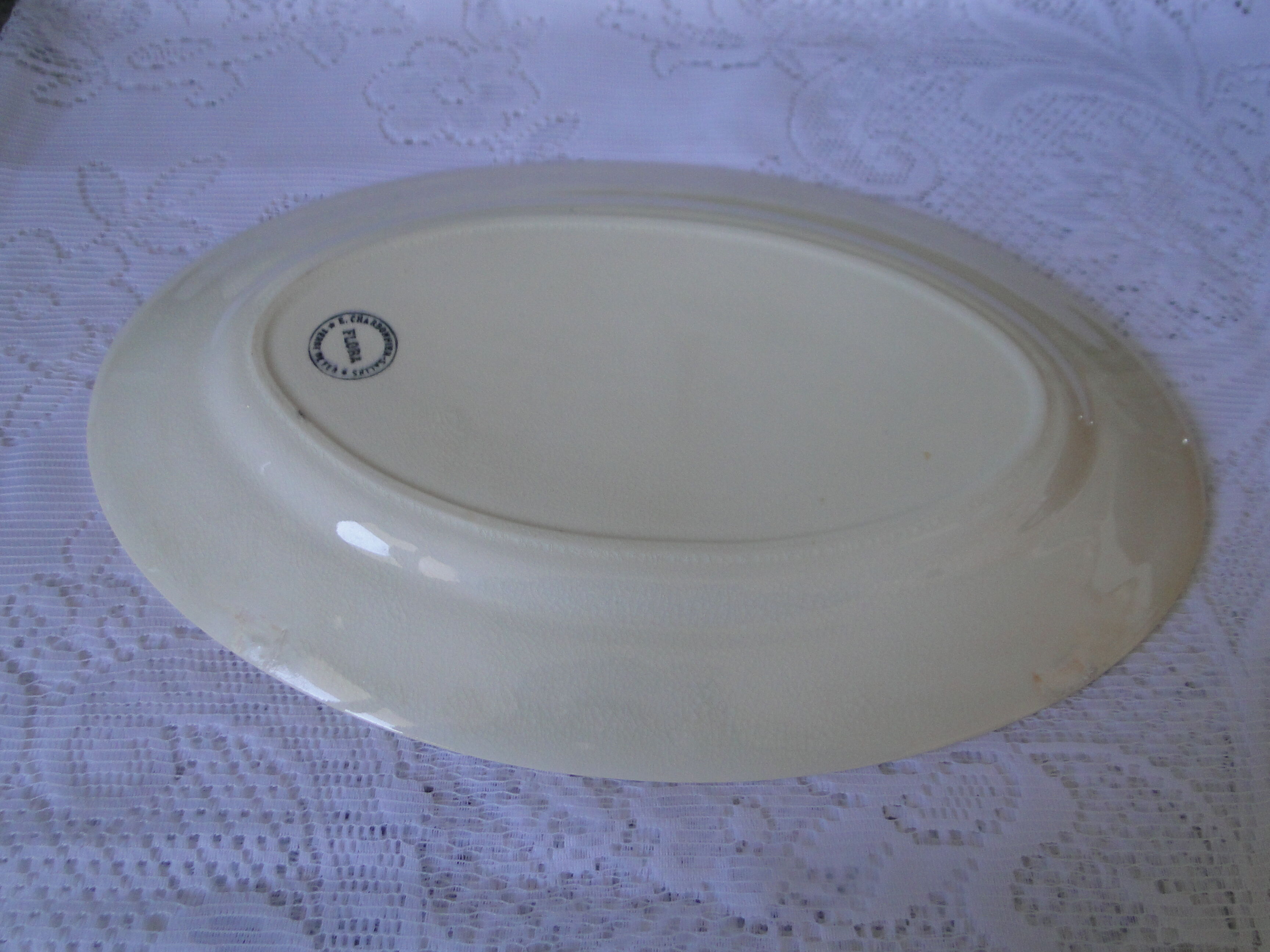 SERVING DISH OVAL E. CHARCOAL IRON EARTH SALINS ART NOUVEAU